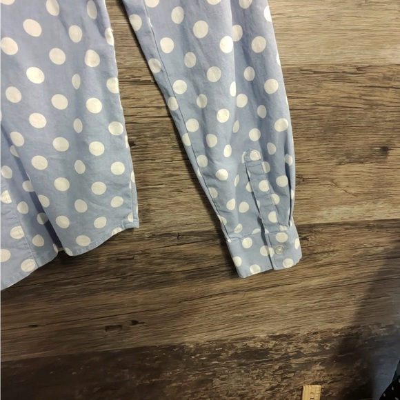 LOFT Light Blue Polka Dot Button Down Shirt - Picture 7 of 8